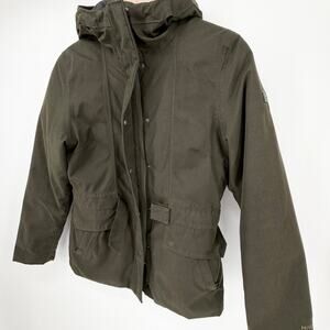 The North Face HyVent Jacket Womens Small Olive Hooded Insulated Coat Winter